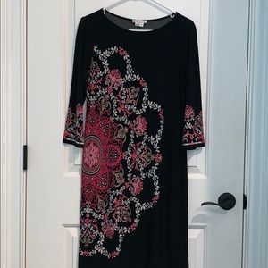 London Times Black/Pink Shift Dress Size 8